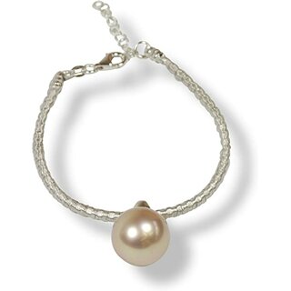 925oo Silber Armband mit Muschelkernperle silber-beige, ca. 19,5 - 23 cm