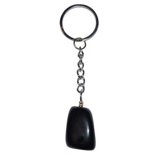 Obsidian schwarz Trommelstein Schlsselanhnger ca. 20-25 mm mit Kette und Schlsselring 85 mm