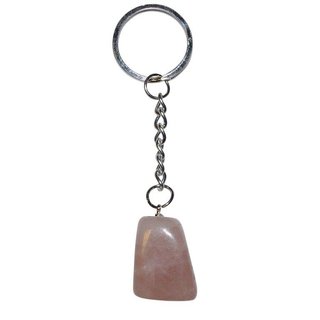 Rosenquarz Trommelstein Schlsselanhnger ca. 20-25 mm mit Kette und Schlsselring