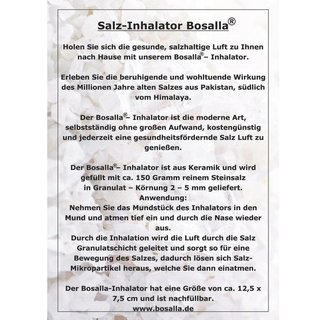 Salz Inhalator Bosalla aus Keramik gefllt mit ca. 150 g reinem Salz Granulat