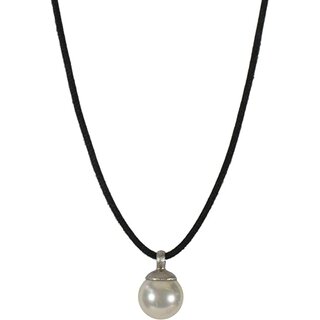 Tamouree Muschelkernperle Perle Wei, ca. 10 mm, 925oo Silber, Textilband, Damen
