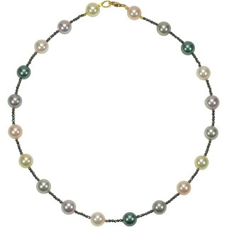 Funk-Collier Tamouree Muschelkernperle, Hmatin, 925oo Silber vergoldeter Karabiner, ca. 45 cm