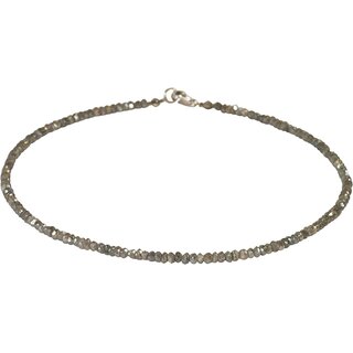 Funk-Collier Edelstein Kette facettierter Labradorith, 925oo Silber Schloss, ca. 45 cm