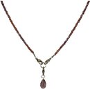 Edestein Kette Granat facettiert mit Tropfen-Charm, 925oo...
