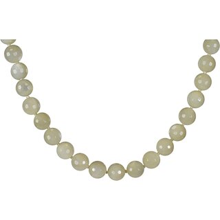 Funk-Collier Edelsteinkette Mondstein facettiert,  ca. 10,5 mm, ca. 45 cm, handgeknotet