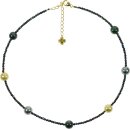 Funk-Collier Edelstein Kette schwarzer Spinell facettiert...