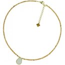Funk-Collier Edelstein Kette - Goldquarz facettiert mit Star Dust Achat Druse, 925oo Silber, ca. 44,5-50 cm