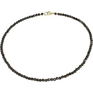 Funk-Collier Rauchquarz facettierte Kugel Kette in Dunkelbraun, ca.  4.5 mm, ca. 45 cm