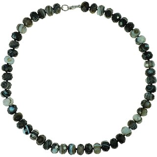 Funk-Collier Sardonyx facettiert, 925oo Silber, ca. 47 cm