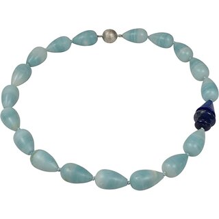 Amazonit Edelsteinkette matt mit Lapis Lazuli, 925oo Silber Magnetschloss, ca. 46,5 cm