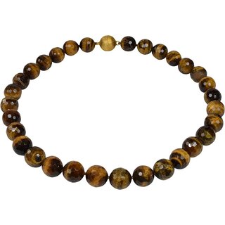 Funk-Collier Edelstein Kette. Tigerauge facettiert. 925oo Silber vergoletes Magnetschloss