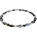 Edelstein Kette Mond Achat mit schwarzen und weissen...