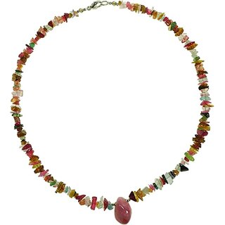 Edelstein Kette - Turmalin Chips-Collier, mit rosa Turmalin, 925oo Silber Schloss, ca. 47,5 cm