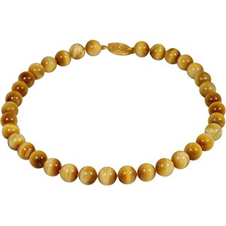 Tigerauge Kugelcollier - gold-gelb, ca. 12 mm, 925 verg. Spiralschlo, ca. 49 cm