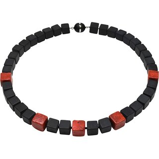 Achat mit Schaumkoralle Wrfelcollier, Magnetschloss, ca. 48,5 cm