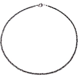 Funk-Collier schwarz-brauner Spinell facettiert, 925 SI. Karabiner, ca. 45cm, Ø ca 3 mm, Lichtschliff