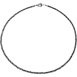Funk-Collier schwarz-brauner Spinell facettiert, 925 SI. Karabiner, ca. 45cm,  ca 3 mm, Lichtschliff