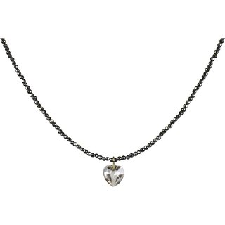 Funk-Collier Edelsteinkette Blutstein facettiert, Kristall Herz, ca. 44 cm