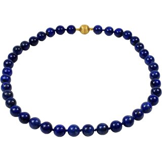 Funk-Collier Edelstein Kette Lapis Lazuli, Ø 10 mm, 925oo SI verg. Magnetschloß, Damen