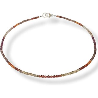 Funk-Collier Edelsteinkette Tundru Granat, Rondell-Form, 925oo SI Schlo, ca. 45 cm, Damen