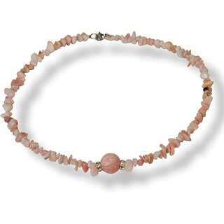 Funk-Collier Edelstein Kette Andenopal pink mit Kristall-Rondell, ca. 45 cm, Karabiner, Damen