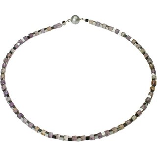 Funk-Collier Ametrin fac, versilberter Hmatit, Magnetschloss, ca. 45,5 cm