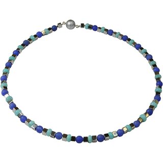 Edelsteincollier, Amazonit, Achat, Hmatit, Magnetschloss, ca. 43,5 cm