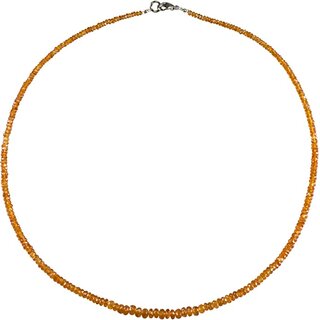 Funk-Collier Mandarinengranat facettiert, ca. 47,5 cm, ca 55 Karat, 925oo SI. Schlo