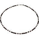 Funk-Collier Edelsteinkette Granat mit Muschelkernperlen,...