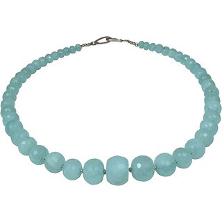 Funk-Collier Edelstein Kette Aquamarin facettiert, ca. 52 cm, Silber Schlo, Damen