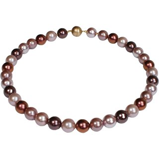 Funk-Collier Tamouree Muschelkernperle rosé-braun, Ø ca. 12 mm, Magnetschl, 45,5 cm