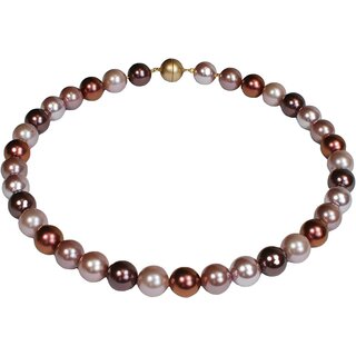 Funk-Collier Tamouree Muschelkernperle ros-braun,  ca. 12 mm, Magnetschl, 45,5 cm