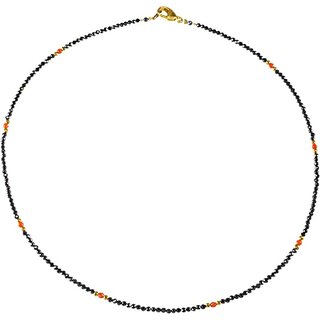 Funk-Collier Zarte Edelsteinkette Spinell fac.  2 mm, Koralle, SI Schlo, Damen, ca. 43.5 cm