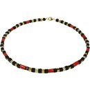 Funk-Collier Edelsteinkette rote Koralle, Lavastein,...