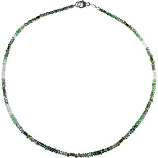 Funk-Collier Edelsteinkette Smaragd, Hmatin, Quarz, ca. 44.5 cm, Damen
