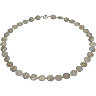 Edelsteincollier Heller Labradorit fac, 925oo Silber Schlo, ca. 44.5 cm, Damen