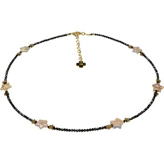 Edelsteinkette schwarzer Spinell twinkle Star Perlen Sterne, ca. 42 - 46.5 cm