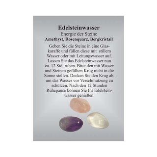 BASIS ROHSTEIN Wellness - Set Wassersteine  Edelsteinwasser Rohsteine: Amethyst Bergkristall und Rosenquarz