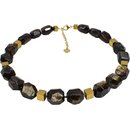 Funk-Collier Edelsteinkette Muskovit mit vergoldetem...