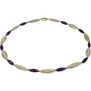Edelsteinkette Citrin, Amethyst fac., 925oo Si verg. Schlo, ca. 48.5 cm