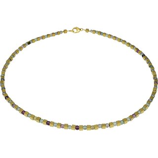 Edelsteincollier Fluorit, vergold. Edelstein,925 Silber verg. Schlo, ca. 45 cm