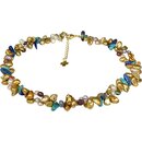 Bltencollier Ssswasser Zuchtperle, Lapis Lazuli,...