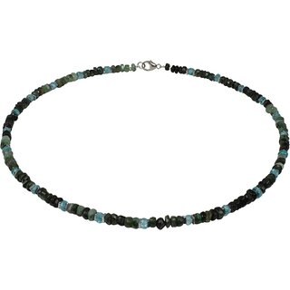 Edelstein Collier Smaragd fac, Apatit, 925oo Silber Schlo, ca. 43 cm