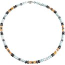 Edelsteincollier Larimar, Feueropal, Onyx, Lava, Silber...