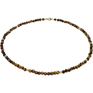 Tigerauge facettiert, Sw. Zuchtperle, 925oo Si Schlo verg., ca. 43 cm