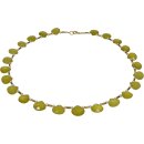 Edelsteincollier Gold-Serpentin, Muschelkernperle, Silber...
