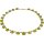Edelsteincollier Gold-Serpentin, Muschelkernperle, Silber verg. Schloß, Damen, ca. 43.5 cm