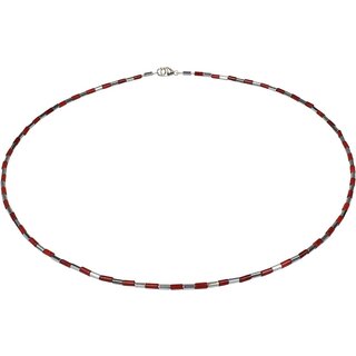 Funk-Collier Korallenkette  ca. 2 mm, versilberter Edelstein, 925oo SI Schlo, ca. 45.5 cm
