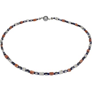 Funk-Collier Edelsteinkette Sonnenstein, Lapis Lazuli, Bergkristall, Magnetschloss, ca. 45 cm