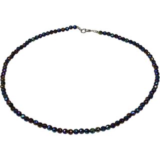 Funk-Collier Edelsteinkette Regenbogenachat facettiert, 925oo Silber Schlo, ca. 46 cm